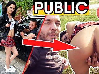 Zierliche Tschechin in der Öffentlichkeit gefickt